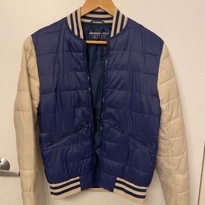 Members only cream and blue puffer